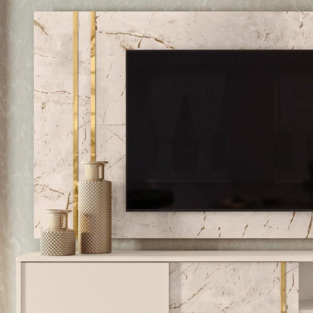 Rack Com Painel Para Tv Até 65 Pol. Cronos Calacata/off White - Madetec - 6