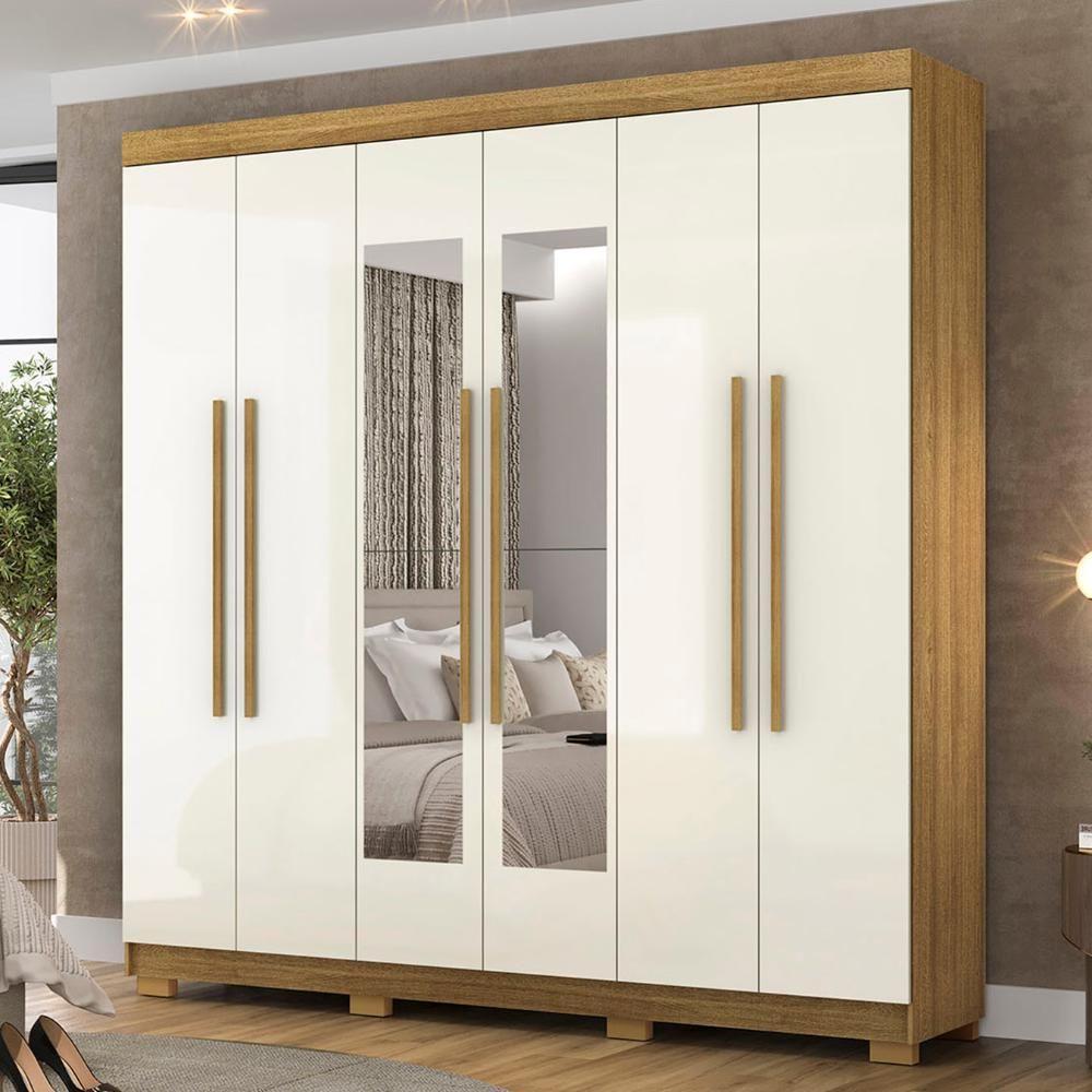 Guarda Roupa Casal 218cm Com Espelho Bolty Nature/champanhe V02 - Mpozenato - 2