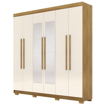 Guarda Roupa Casal 218cm Com Espelho Bolty Nature/champanhe V02 - Mpozenato