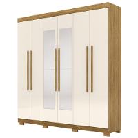 Guarda Roupa Casal 218cm Com Espelho Bolty Nature/champanhe V02 - Mpozenato - 1