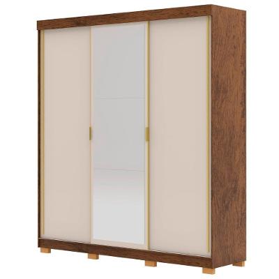 Guarda Roupa Casal 200cm Com Espelho Duke Flex Imbuia/fendi V02 - Mpozenato