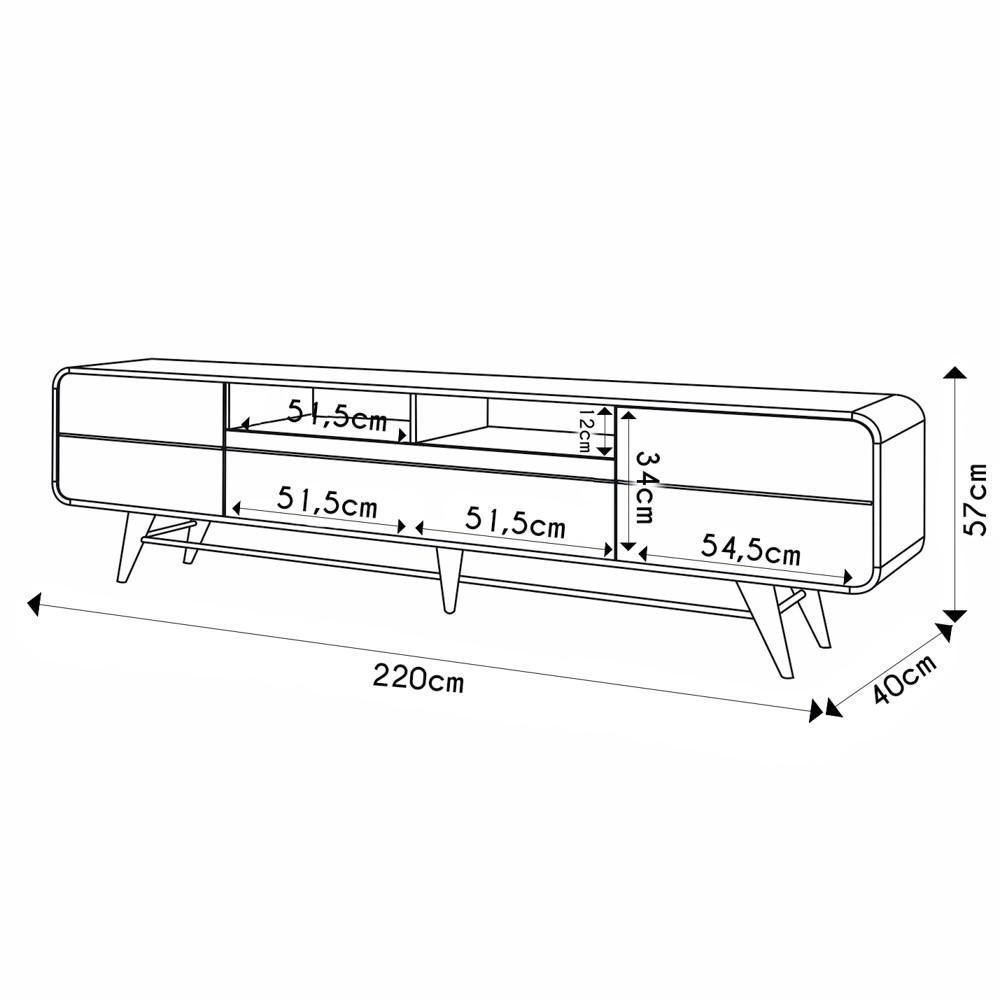 Rack Para Sala Bancada De Tv 85 Pol 220cm época Off/cinamomo - Hb Móveis - 4