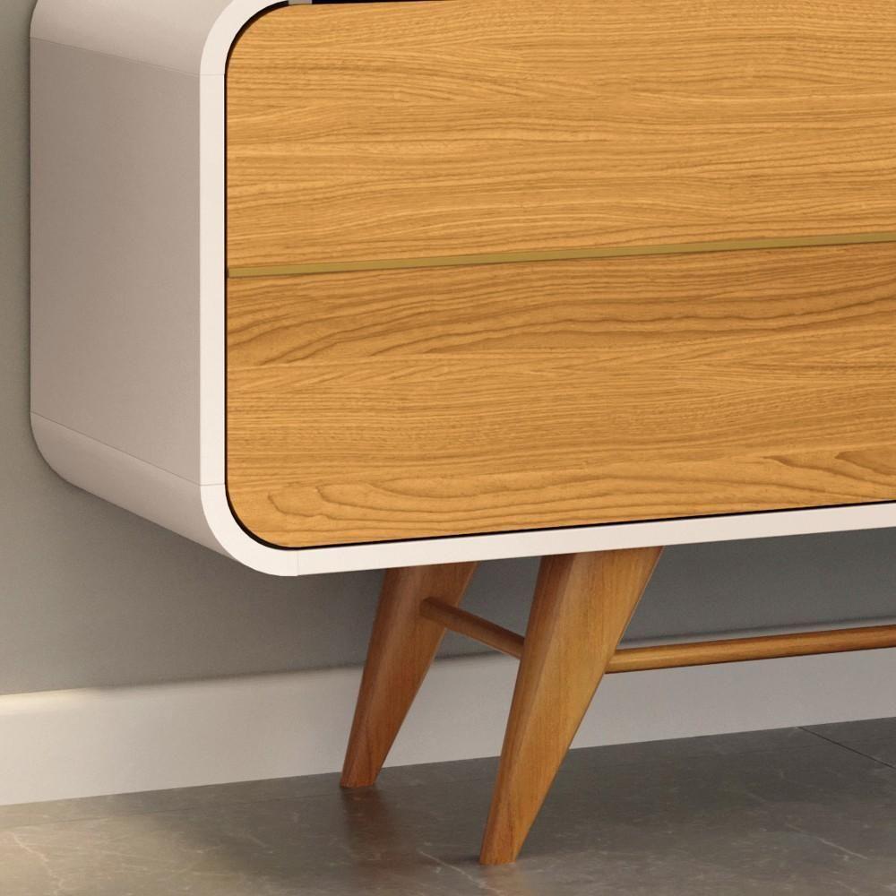 Rack Para Sala Bancada De Tv 85 Pol 220cm época Off/cinamomo - Hb Móveis - 5