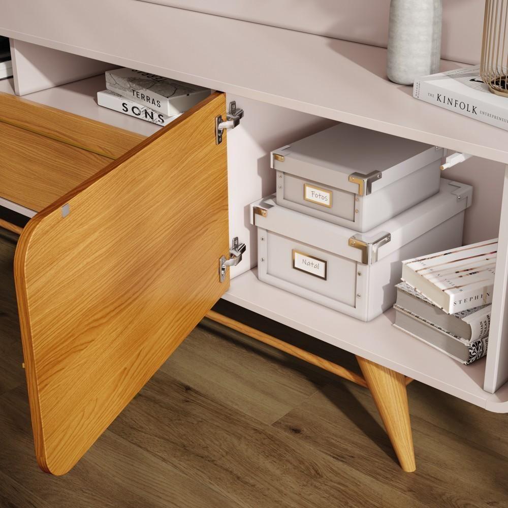 Rack Para Sala Bancada De Tv 85 Pol 220cm época Off/cinamomo - Hb Móveis - 6