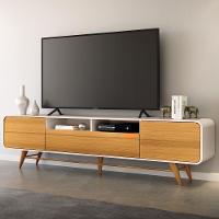 Rack Para Sala Bancada De Tv 85 Pol 220cm época Off/cinamomo - Hb Móveis - 2