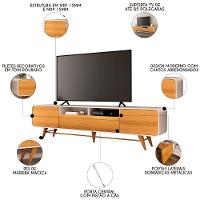 Rack Para Sala Bancada De Tv 85 Pol 220cm época Off/cinamomo - Hb Móveis - 3