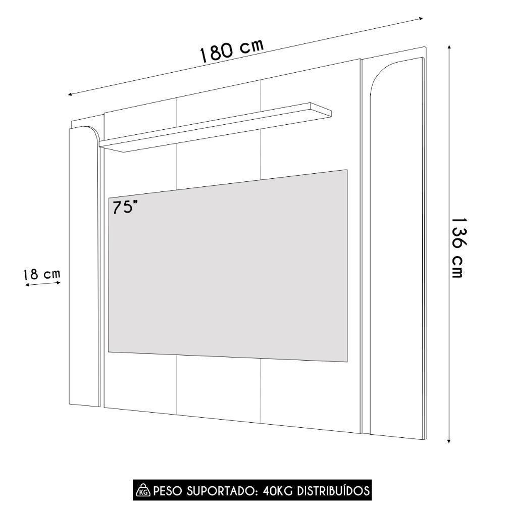 Painel Para Tv Suspenso 75 Pol 180cm Marina Off/cinamomo B02 - Mpozenato - 4