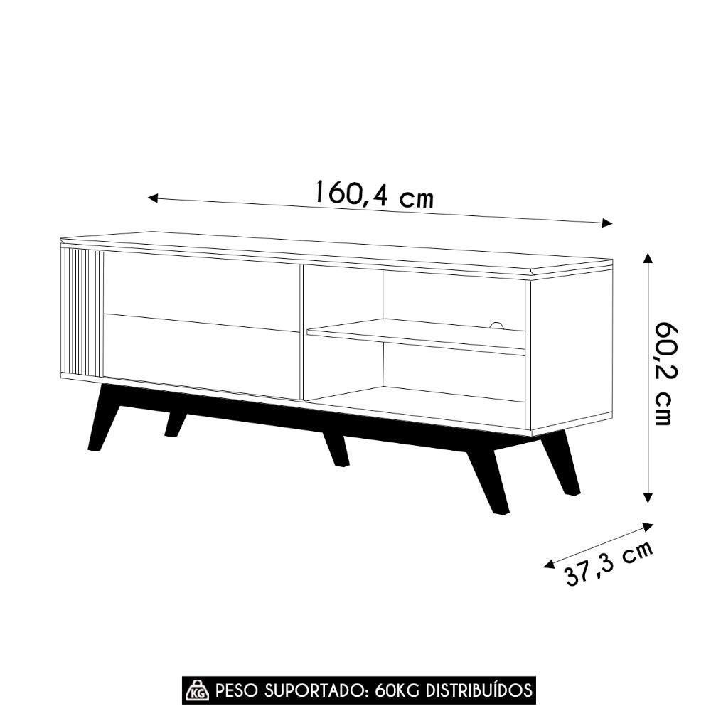 Rack Bancada Para Tv 60 Pol 160cm Diana Off White/freijó C05 - Mpozenato - 4