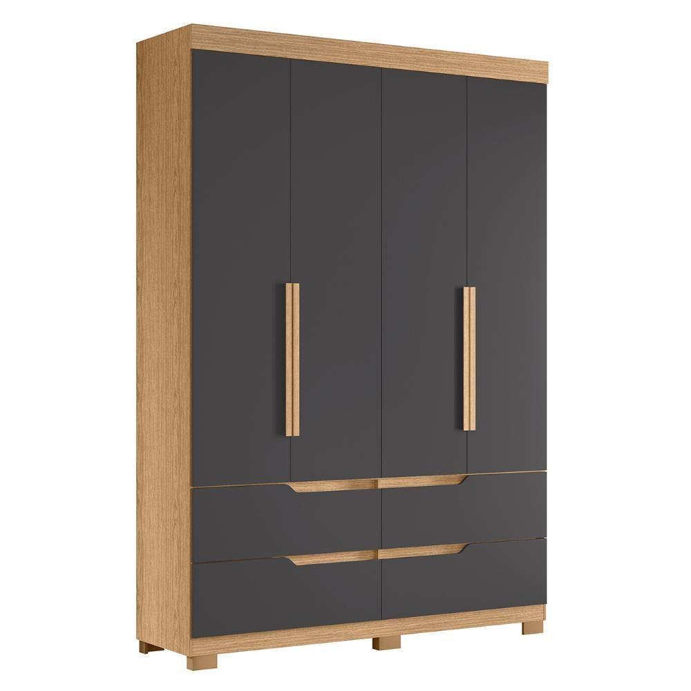 Guarda Roupa Solteiro 160cm 4 Portas Doble Freijó/titanium - Albatroz - 1