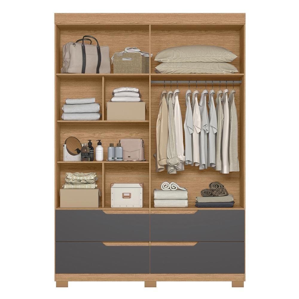 Guarda Roupa Solteiro 160cm 4 Portas Doble Freijó/titanium - Albatroz - 5