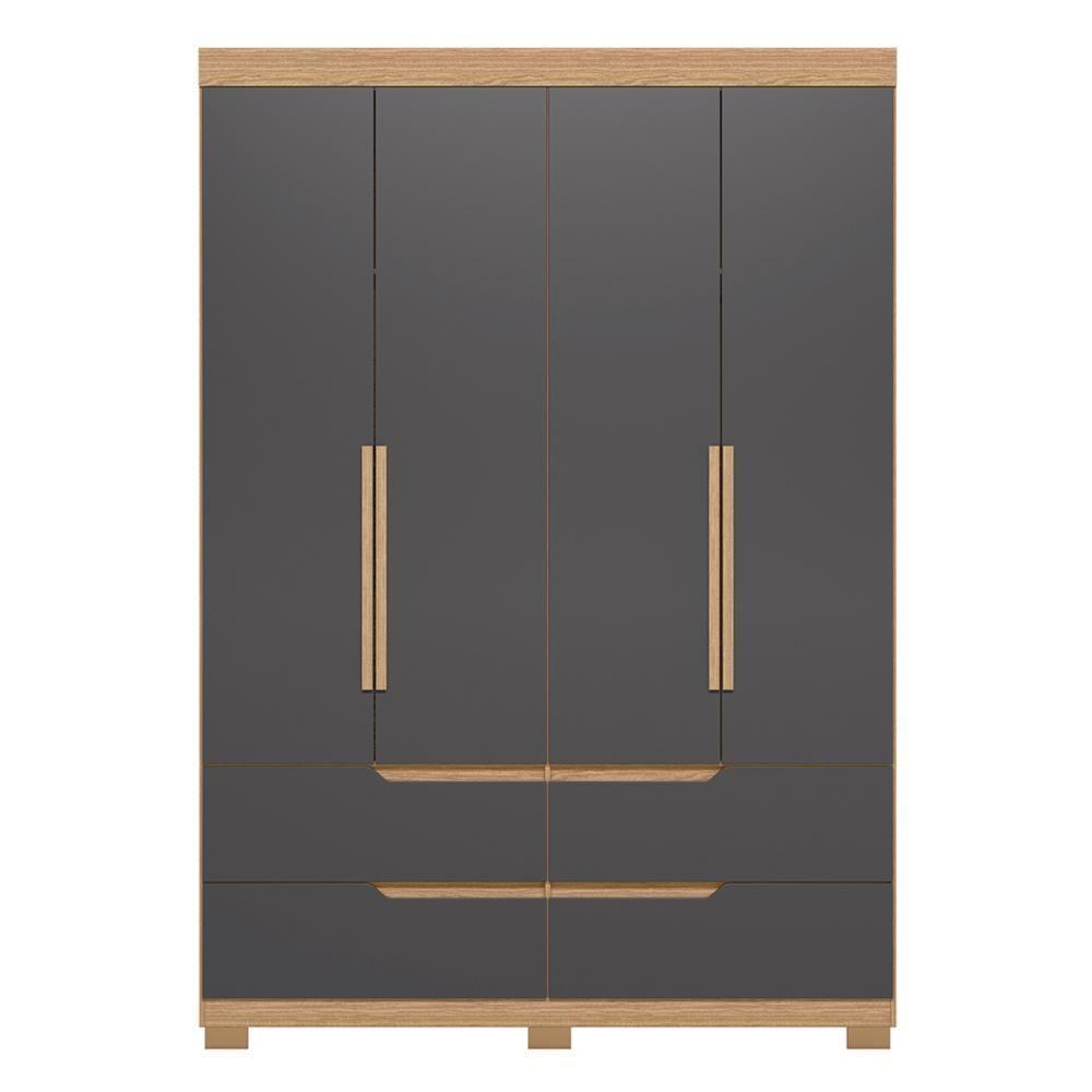 Guarda Roupa Solteiro 160cm 4 Portas Doble Freijó/titanium - Albatroz - 6