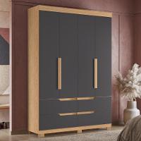 Guarda Roupa Solteiro 160cm 4 Portas Doble Freijó/titanium - Albatroz - 2