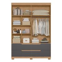 Guarda Roupa Solteiro 160cm 4 Portas Doble Freijó/titanium - Albatroz - 5