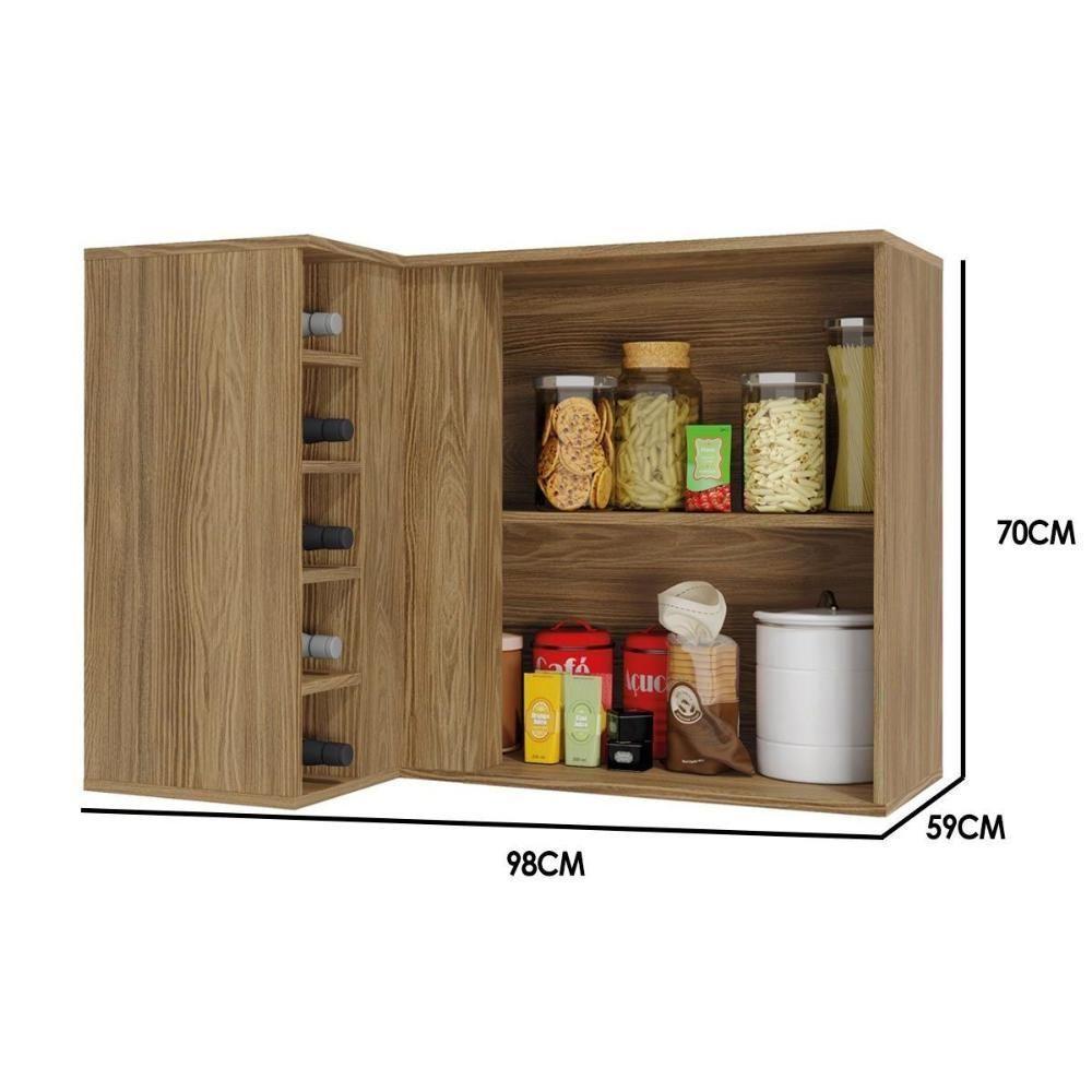 Armário Aéreo p/ Cozinha Canto Reto Botanic M636 c/ 1 Porta 98cm Nogueira - Kappesberg - 2