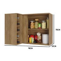 Armário Aéreo p/ Cozinha Canto Reto Botanic M636 c/ 1 Porta 98cm Nogueira - Kappesberg