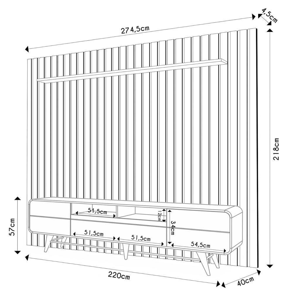 Painel Tv 85 Pol You 2.7 Com Bancada época Cinamomo/off - Hb Móveis - 4