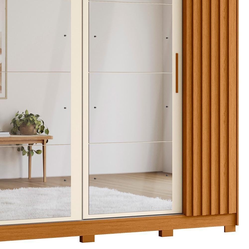 Guarda Roupa Casal 4 Portas 8 Espelhos Jacarandá Flex Cinamomo/off White - Albatroz - 9