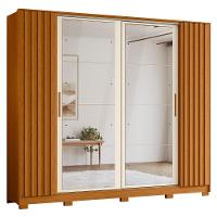 Guarda Roupa Casal 4 Portas 8 Espelhos Jacarandá Flex Cinamomo/off White - Albatroz - 1