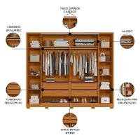 Guarda Roupa Casal 4 Portas 8 Espelhos Jacarandá Flex Cinamomo/off White - Albatroz - 5