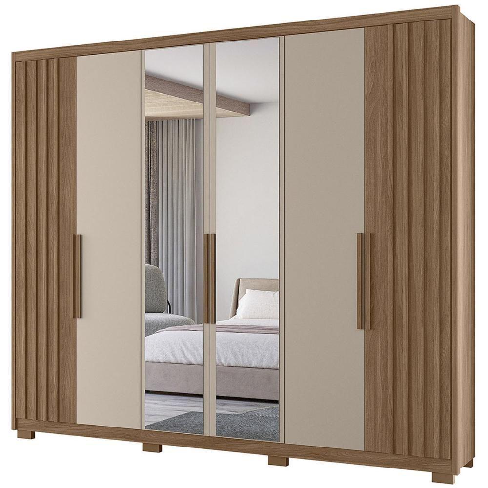 Guarda Roupa Casal 260cm Com Espelho Gaia Carvalho/fendi Z17 - Mpozenato - 1