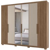 Guarda Roupa Casal 260cm Com Espelho Gaia Carvalho/fendi Z17 - Mpozenato - 1