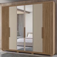 Guarda Roupa Casal 260cm Com Espelho Gaia Carvalho/fendi Z17 - Mpozenato - 2