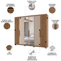 Guarda Roupa Casal 260cm Com Espelho Gaia Carvalho/fendi Z17 - Mpozenato - 3