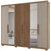 Guarda Roupa Casal 260cm Com Espelho Gaia Carvalho/fendi Z17 - Mpozenato - 6