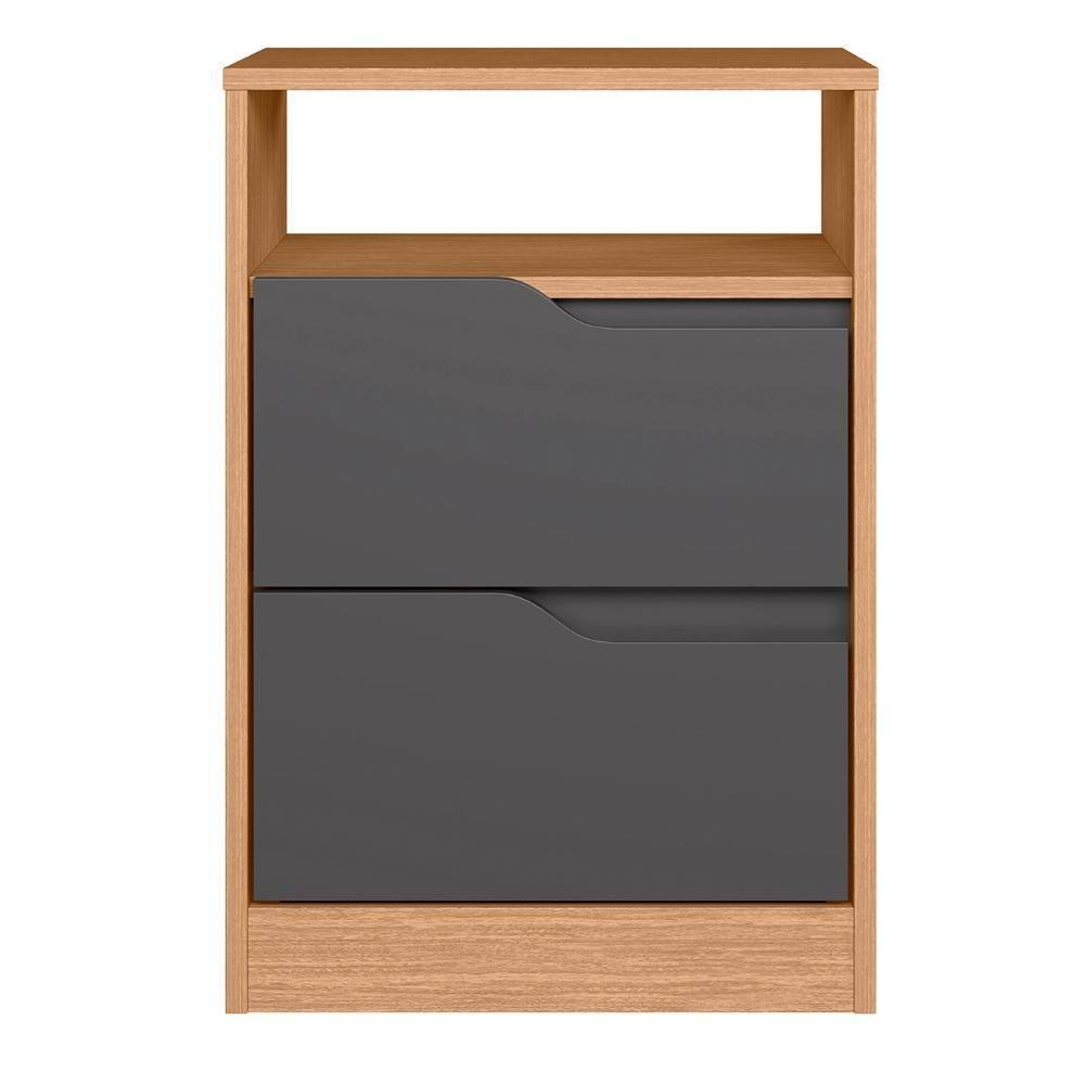 Mesa De Cabeceira Com Gavetas Kit 2 Sole Flex Freijó/titanium - Albatroz - 10