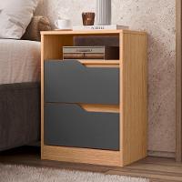 Mesa De Cabeceira Com Gavetas Kit 2 Sole Flex Freijó/titanium - Albatroz - 2