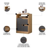Mesa De Cabeceira Com Gavetas Kit 2 Sole Flex Freijó/titanium - Albatroz - 3