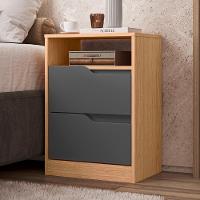 Mesa De Cabeceira Com Gavetas Kit 2 Sole Flex Freijó/titanium - Albatroz - 7