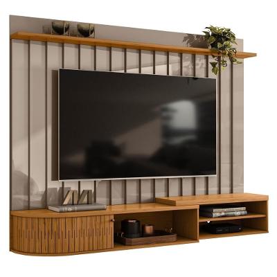 Painel Para Tv 75 Pol Com Bancada Suspensa 207cm Emília Z10 Fendi/naturale - Mpozenato