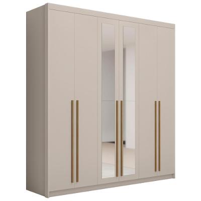 Guarda Roupa Casal 6 Portas Com Espelho 230cm Dubai Fendi - Vila Rica