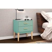 Mesa Cabeceira LE 6007 c/ 2 Gavetas Oliva - Movelbento - 1