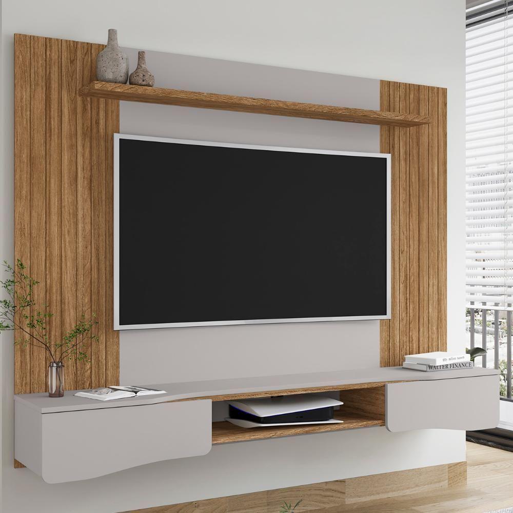 Painel Tv 65 Pol E Bancada Suspensa 177cm Ivai Cinamomo/off B02 - Mpozenato - 2
