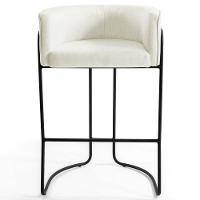 Kit 4 Banquetas Decorativas Base Aço Preto Betina Veludo C-309 Bege - Domi - 2