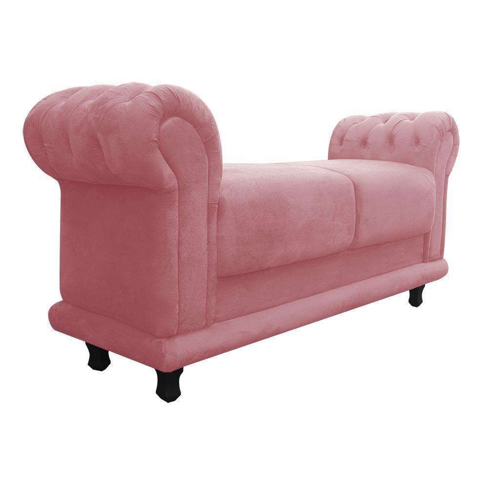 Recamier Athenas Namoradeira Calçadeira Suede Rose - Js Móveis - 1