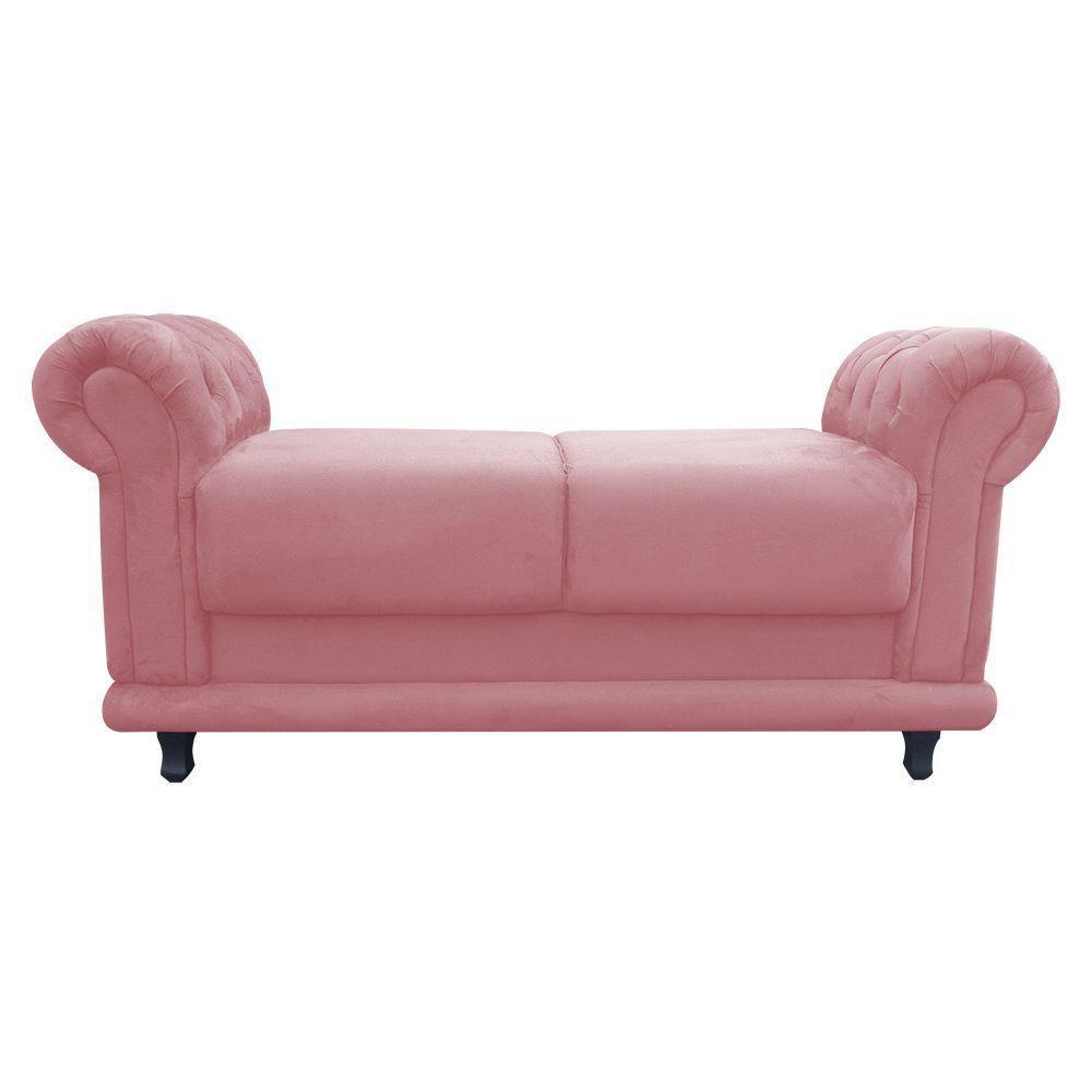 Recamier Athenas Namoradeira Calçadeira Suede Rose - Js Móveis - 3