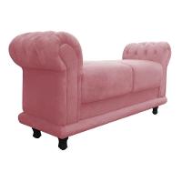Recamier Athenas Namoradeira Calçadeira Suede Rose - Js Móveis - 1