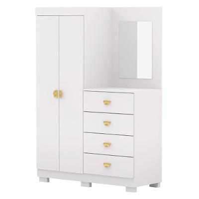 Guarda Roupa Cômoda Com Espelho 120cm Cristal Flex Branco - Vila Rica