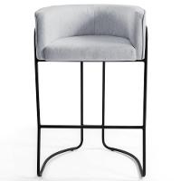 Kit 4 Banquetas Decorativas Base Aço Preto Betina Linho D-315 Cinza - Domi - 2