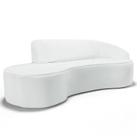 Sofá Living 3 Lugares 230cm Braço Direito Mozart D06 Sintético Branco - Mpozenato - 1