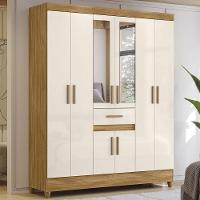 Guarda Roupa Casal 165cm Com Espelho Parla Freijó/off Z17 - Mpozenato - 2