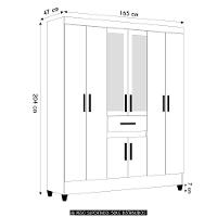Guarda Roupa Casal 165cm Com Espelho Parla Freijó/off Z17 - Mpozenato
