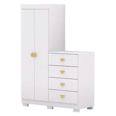 Guarda Roupa Cômoda 4 Gavetas 120cm Cristal Flex Branco - Vila Rica