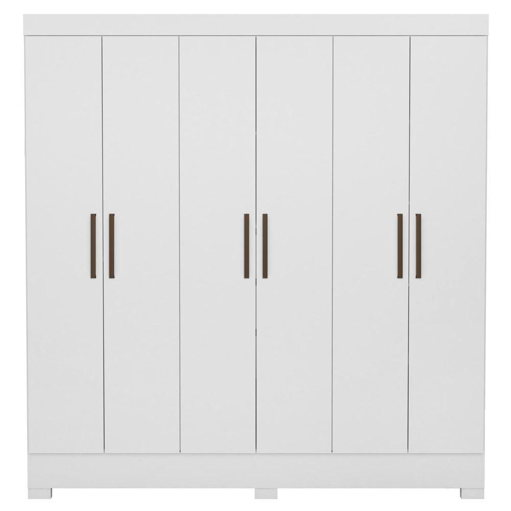 Guarda Roupa Casal 6 Portas 3 Gavetas Pratico D02 Branco - Mpozenato - 5