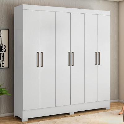 Guarda Roupa Casal Pratico D02 6 Portas de Bater 3 Gavetas Branco MDP Mpozenato