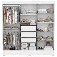 Guarda Roupa Casal 6 Portas 3 Gavetas Pratico D02 Branco - Mpozenato - 3