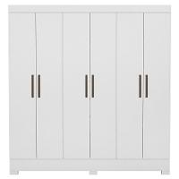 Guarda Roupa Casal 6 Portas 3 Gavetas Pratico D02 Branco - Mpozenato - 5